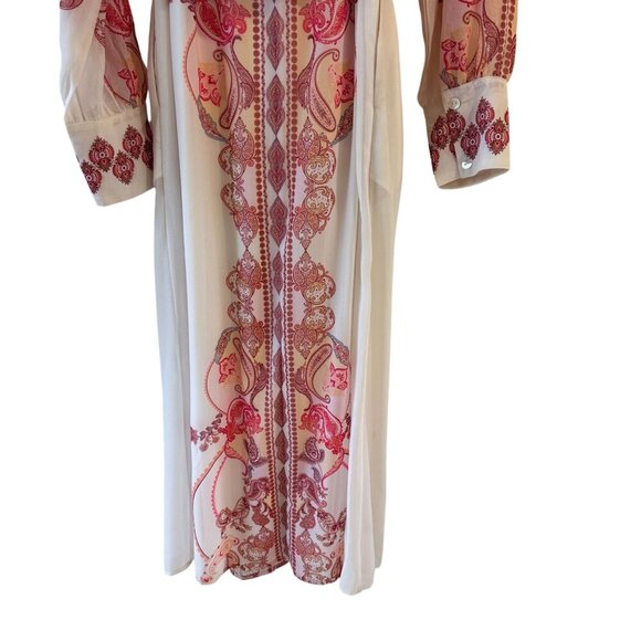 eShakti Size S Floral Paisley Georgette Belted Shirtdress Midi Modest Belted - Picture 11 of 11